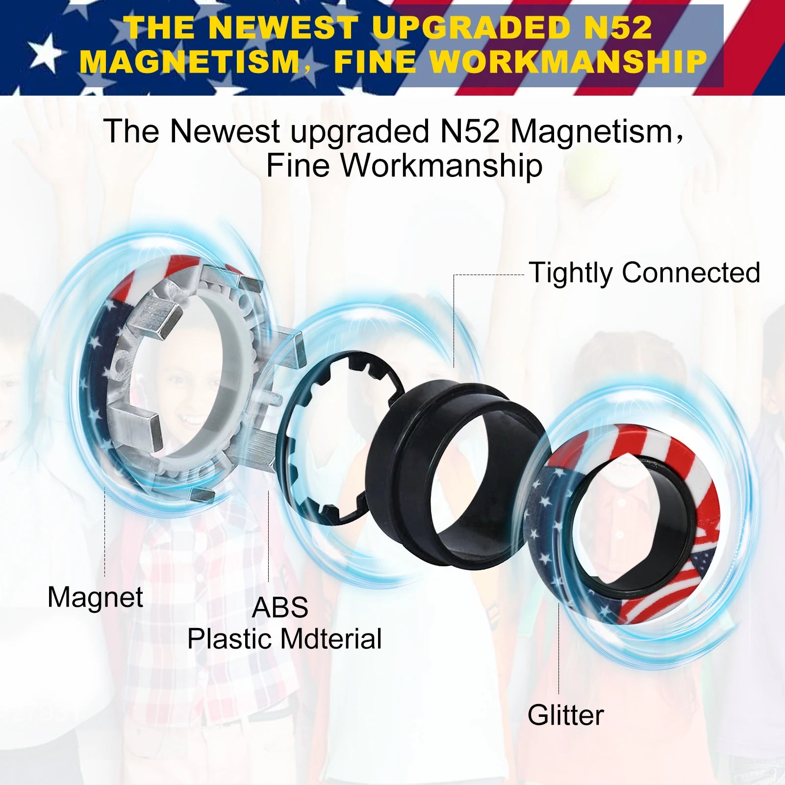 9Pcs Fingers Magnetic Ring Fidget Spinner