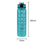 1L Motivational Sports Water Bottle with Straw & Time Scale — BPA-Free, Leakproof