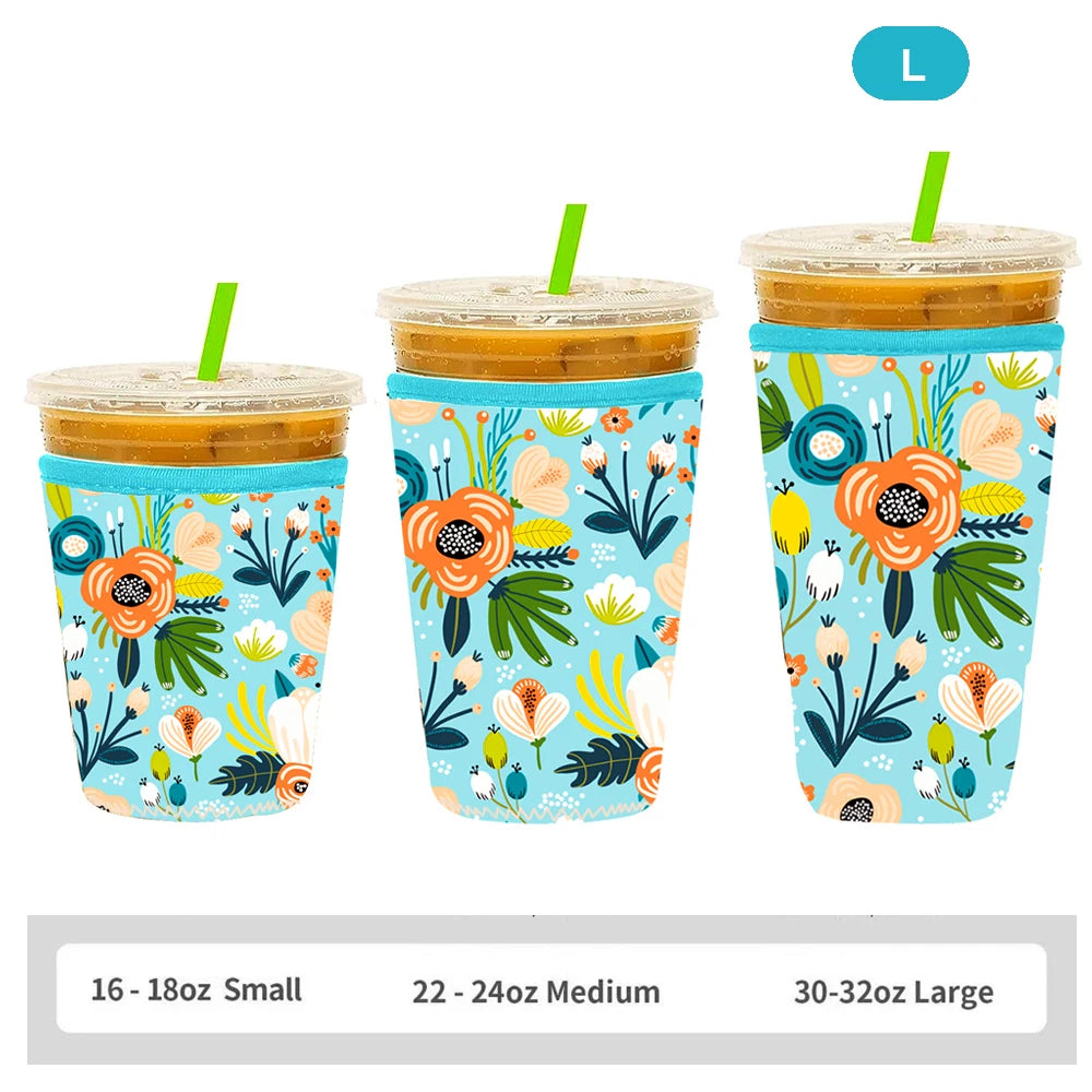 Reusable Neoprene Iced Coffee Sleeve – Fits 16–32oz Cups | 8 Fun Patterns