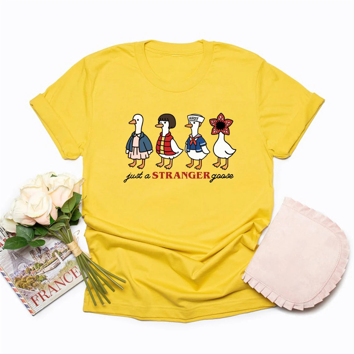 Just a Stranger Goose Graphic T-Shirt — Women's Funny Parody Tee | Streetwear Casual Top