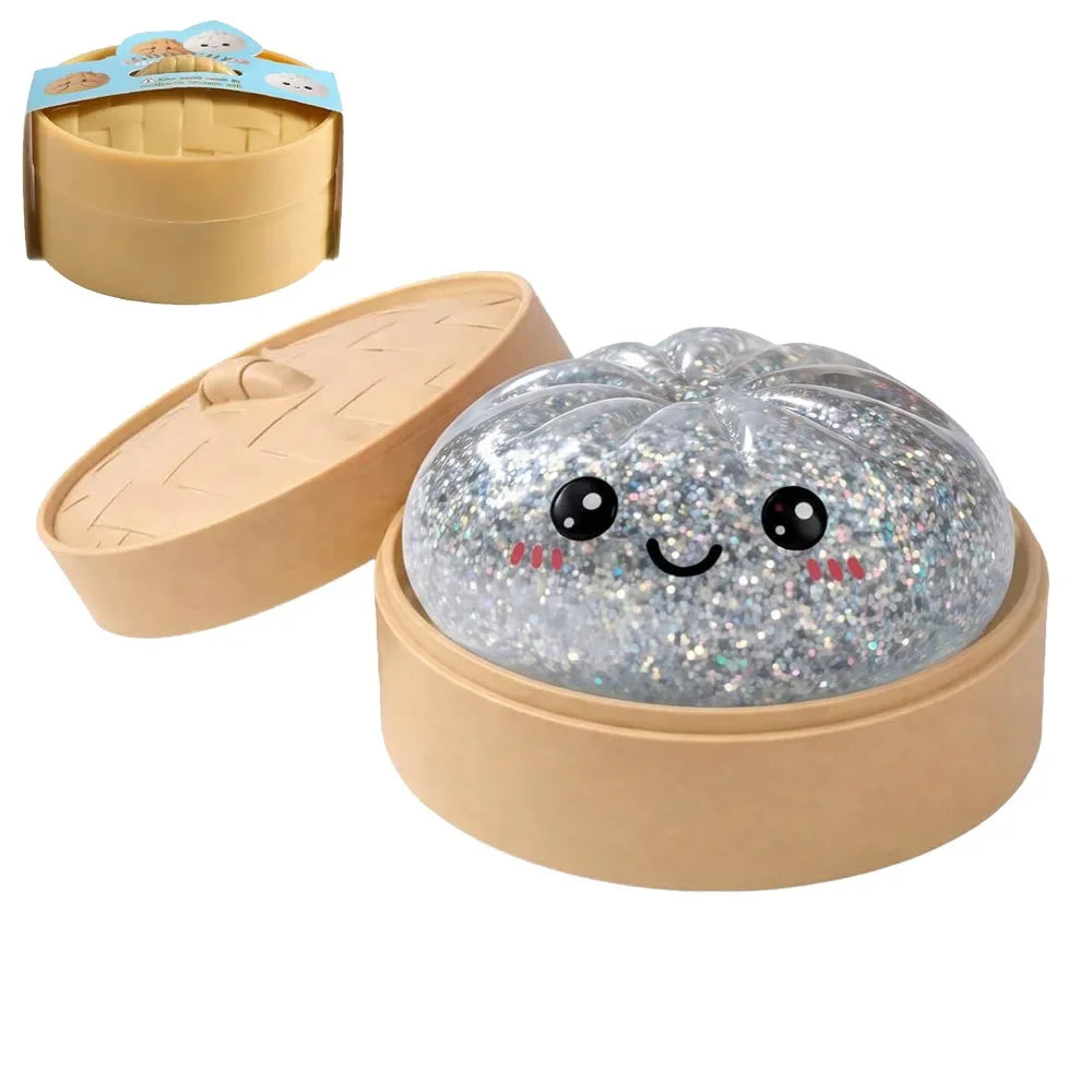 Halloween Ghost Dumpling Squishy Toy — Stress Relief Fidget with Steamer Set