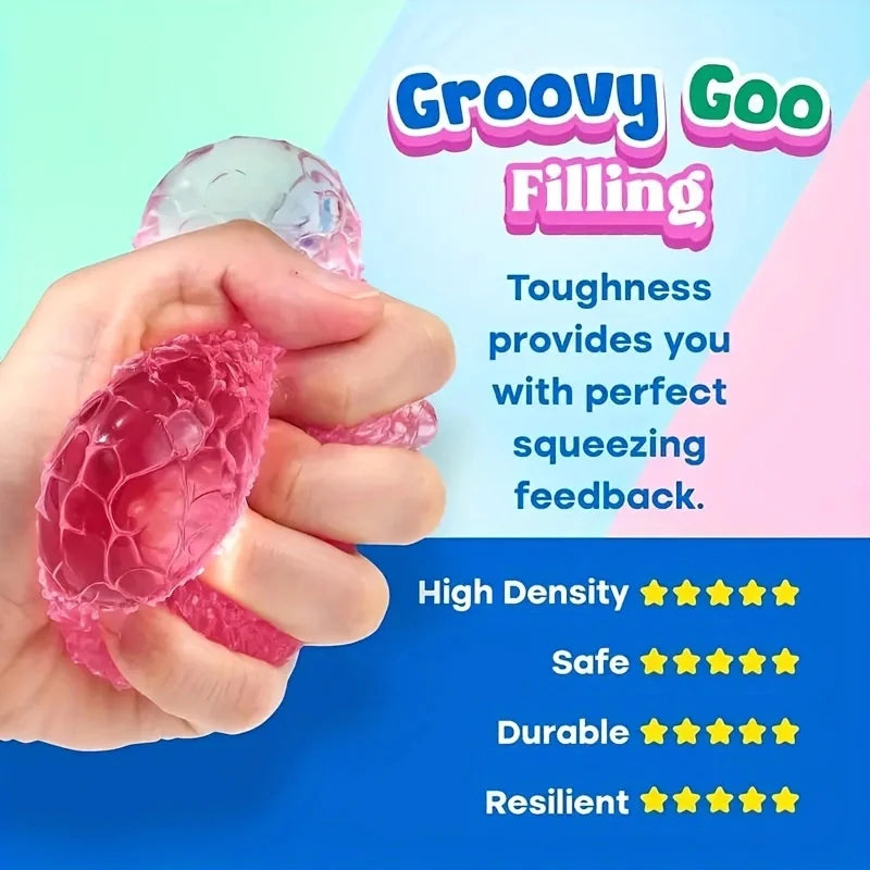 Multicolor Texture Ice Ball Squishy Fidget Toy — Soft Squeeze Stress Ball