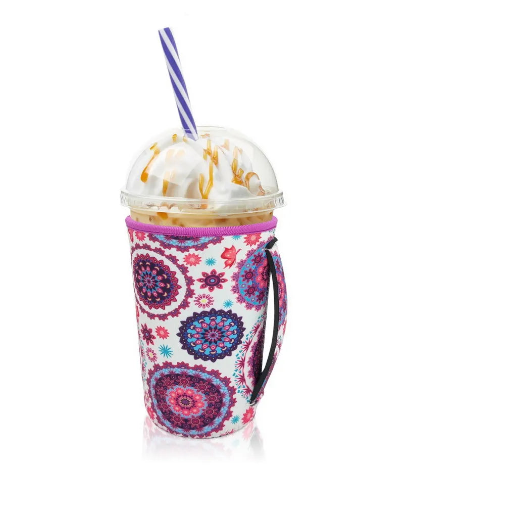 Neoprene Iced Coffee Sleeve with Handle – Fits 30–32oz Cups