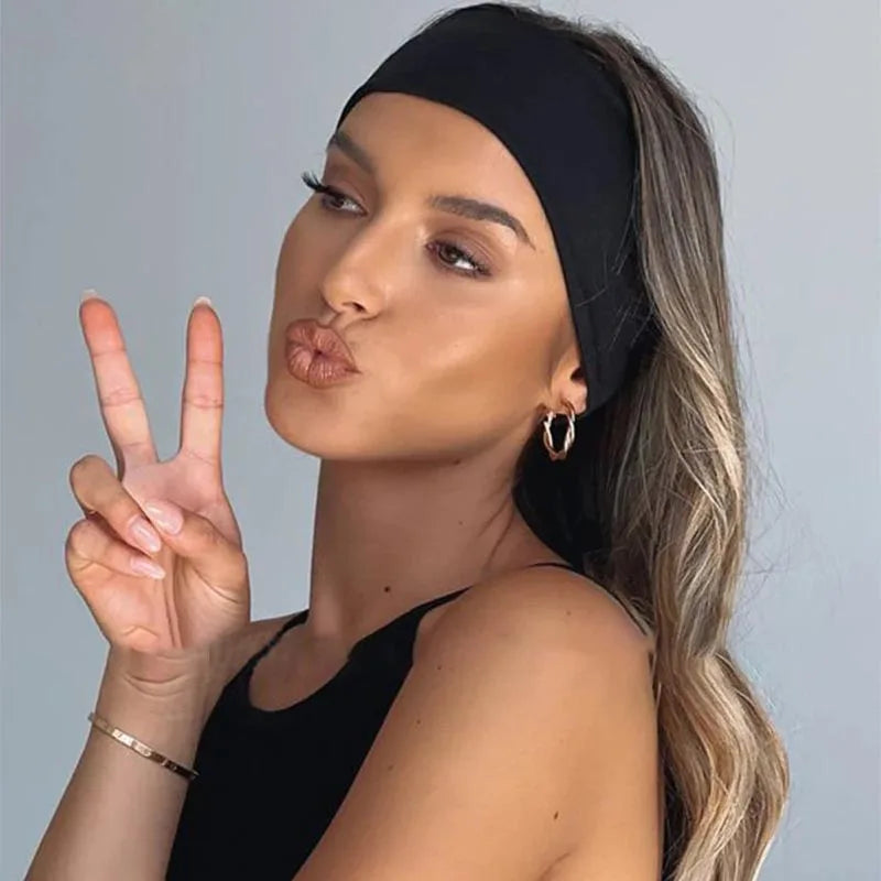 Women's Elastic Turban Headband — Solid Color Hair Wrap for Yoga, Makeup & Everyday Style | 22 Colors