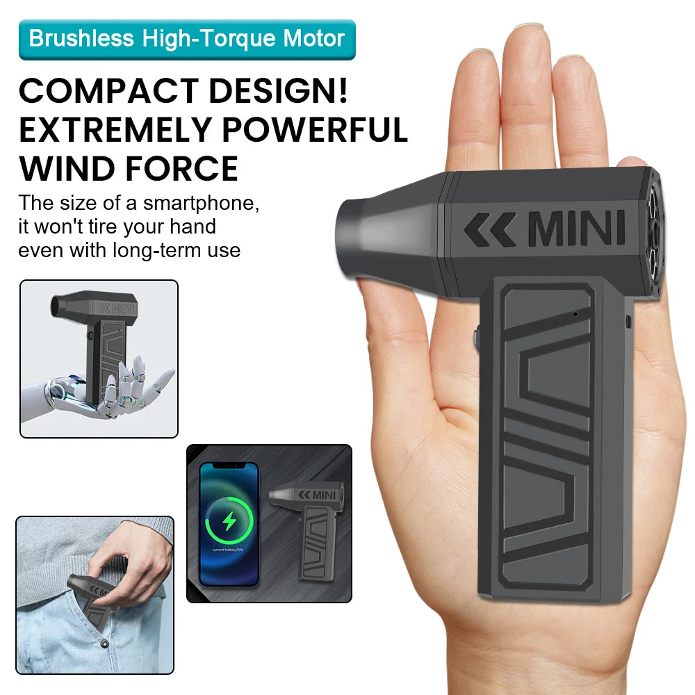 Mini Turbo Fan & Electric Air Duster | 130,000 RPM Wireless Jet Blower