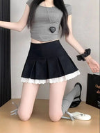 Ruffle Lace A-Line Mini Skirt – Slim Fit Pleated Skirt for Women