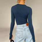 Women's Slim Crop Top with Thumb Holes