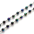 Vintage Cross Necklace Rosary Beads Chain