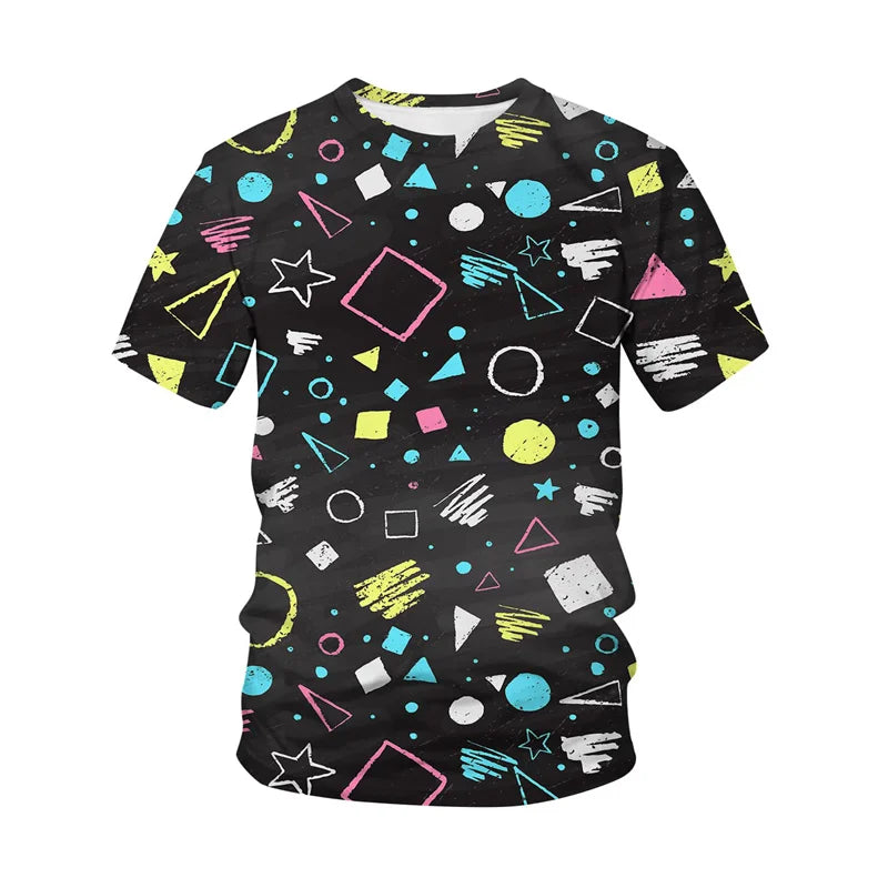 Retro 3D Print Hip Hop Streetwear Tee