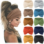 Women's Wide Twist Turban Headband — Non-Slip Sport Sweatband | African-Inspired Hair Wrap | 8 Colors