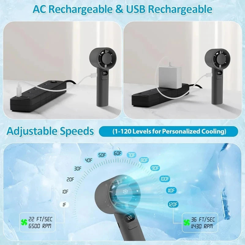 Mini Bladeless Handheld Fan | 120 Wind Speeds | USB Rechargeable Eyelash Fan