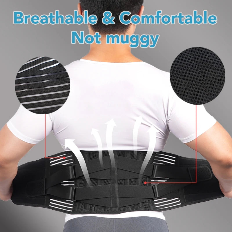 Back Brace for Lower Back Pain – 6-Stay Lumbar Support Belt