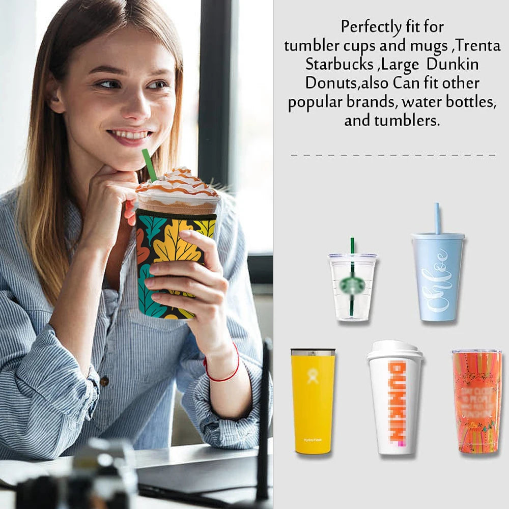 Reusable Neoprene Iced Coffee Sleeve – Fits 16–32oz Cups | 8 Fun Patterns