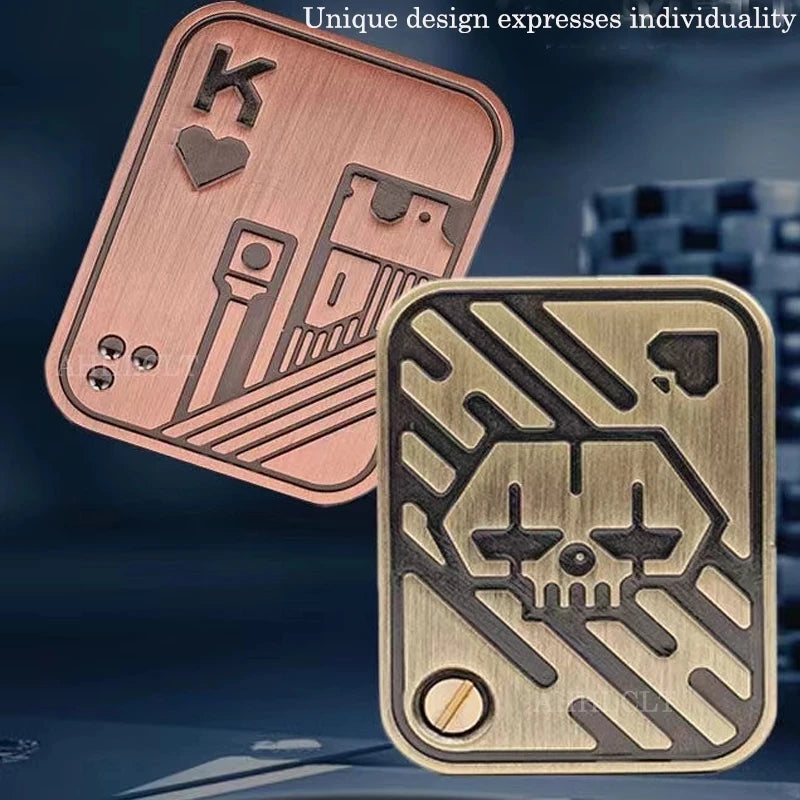 Metal Play Cards and Skull Push Slider EDC Fidget Toy