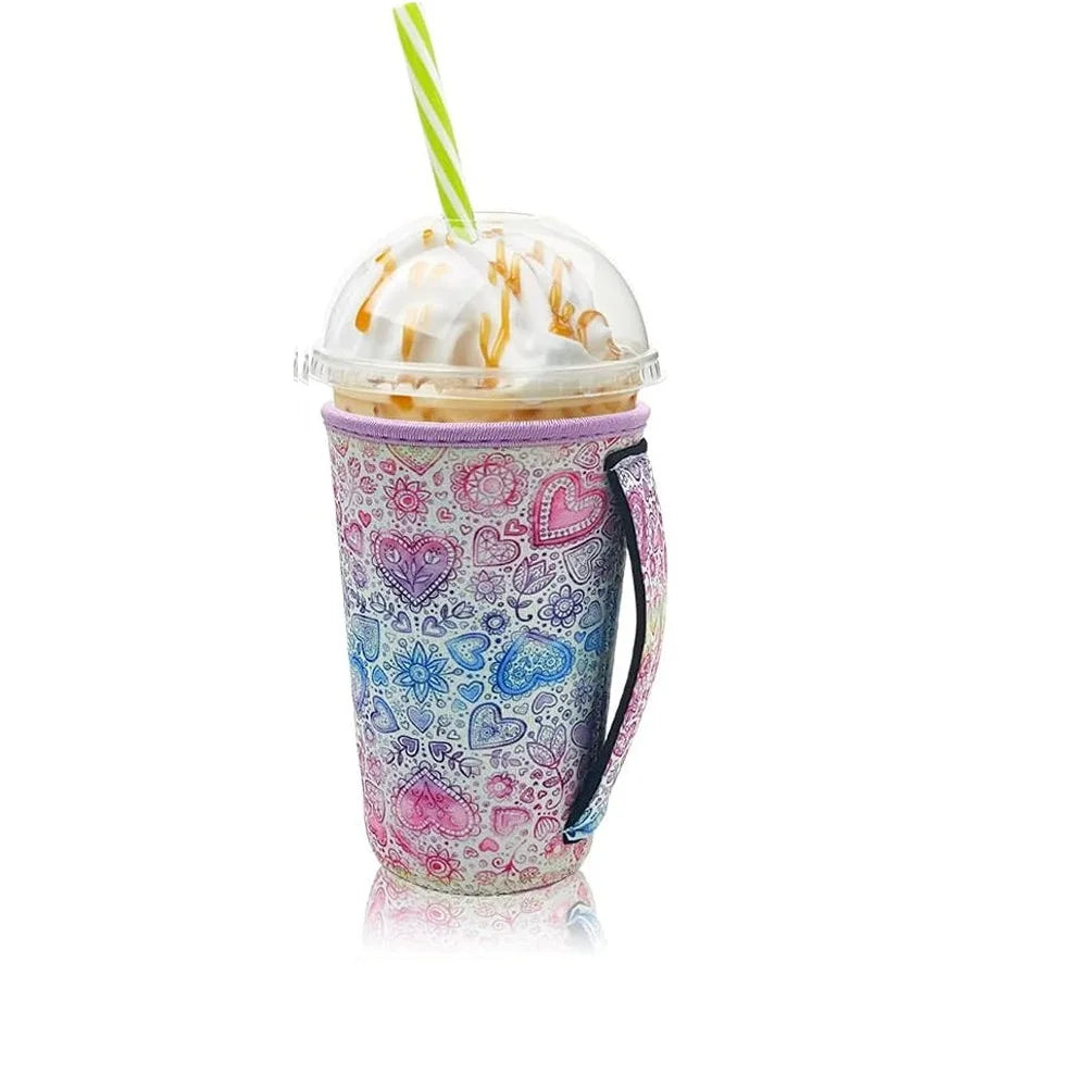 Neoprene Iced Coffee Sleeve with Handle – Fits 30–32oz Cups