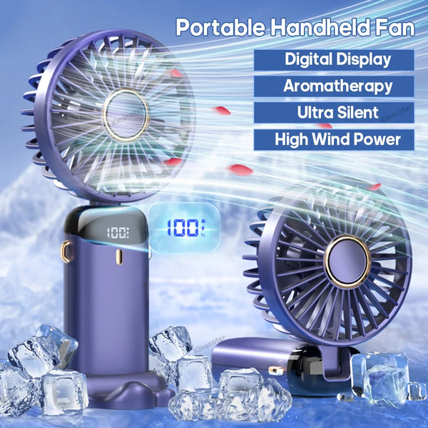 Portable Neck Fan with Phone Stand & LED Display