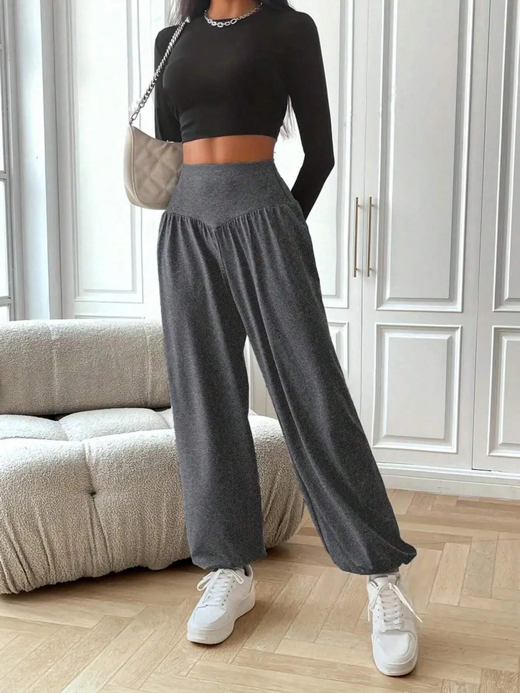 Women's Soft Yoga Pants – Elastic Waist, Loose Fit & All-Day Comfort