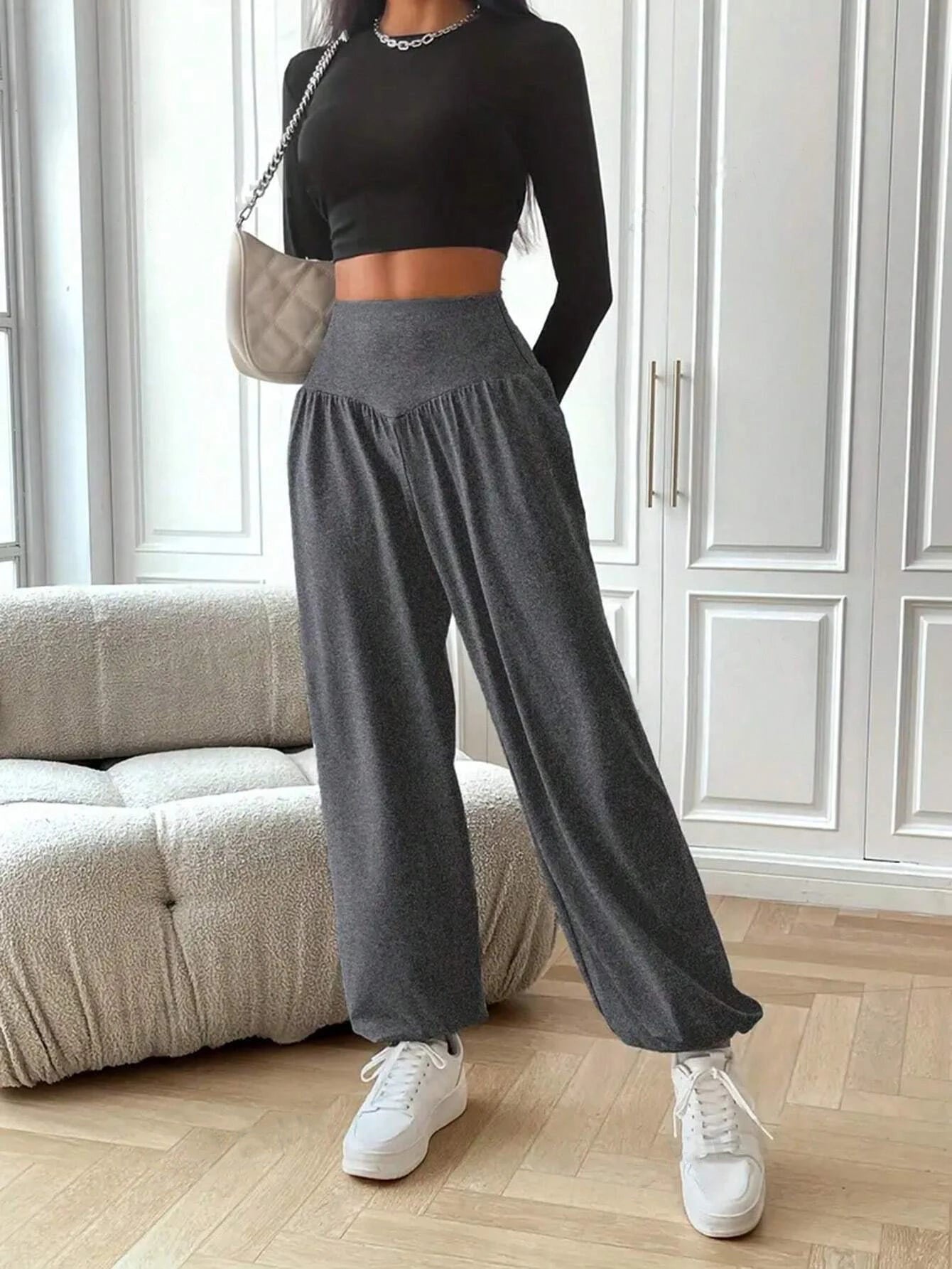 Women's Soft Yoga Pants – Elastic Waist, Loose Fit & All-Day Comfort