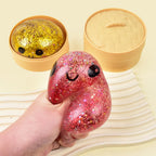 Giant Squishy Dumpling Stress Toy — Soft TPR with Bamboo Steamer