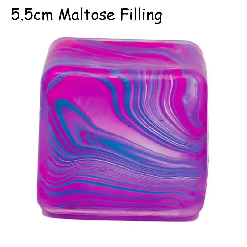 Rainbow Marbled Squishy Cube — Slow-Rise Stress Relief