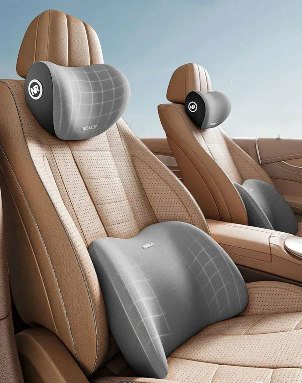 Ergonomic Memory Foam Car Seat & Lumbar Cushion Set