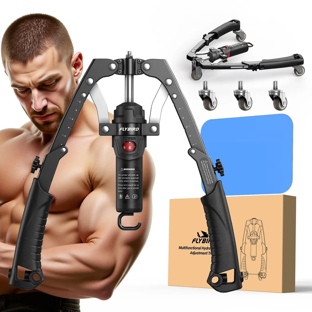 2-in-1 Hydraulic Arm Trainer & Ab Roller — 15-Level Adjustable Resistance, Full-Body Home Gym Kit