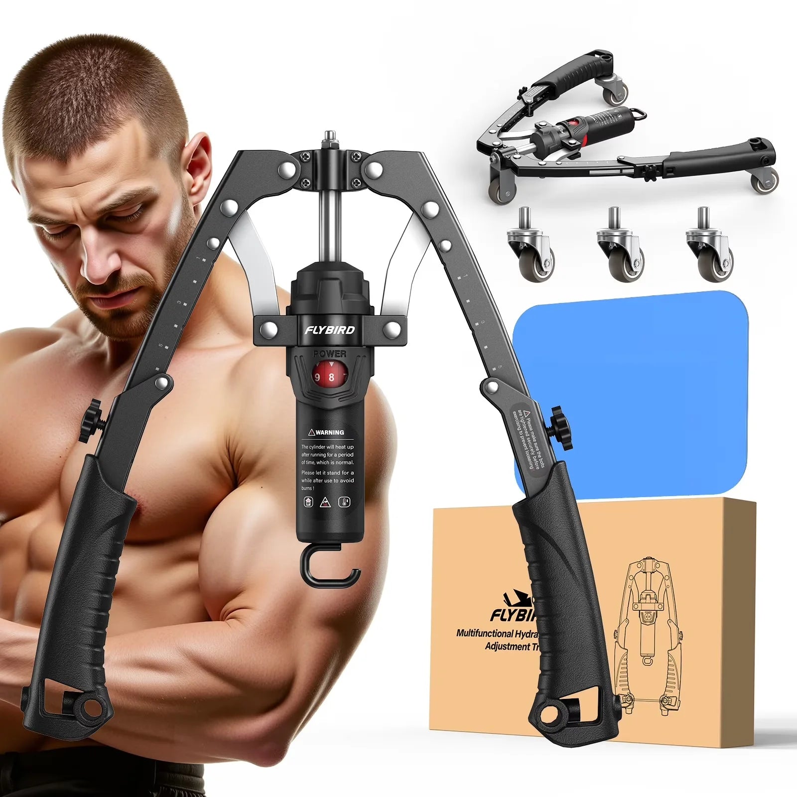 2-in-1 Hydraulic Arm Trainer & Ab Roller — 15-Level Adjustable Resistance, Full-Body Home Gym Kit