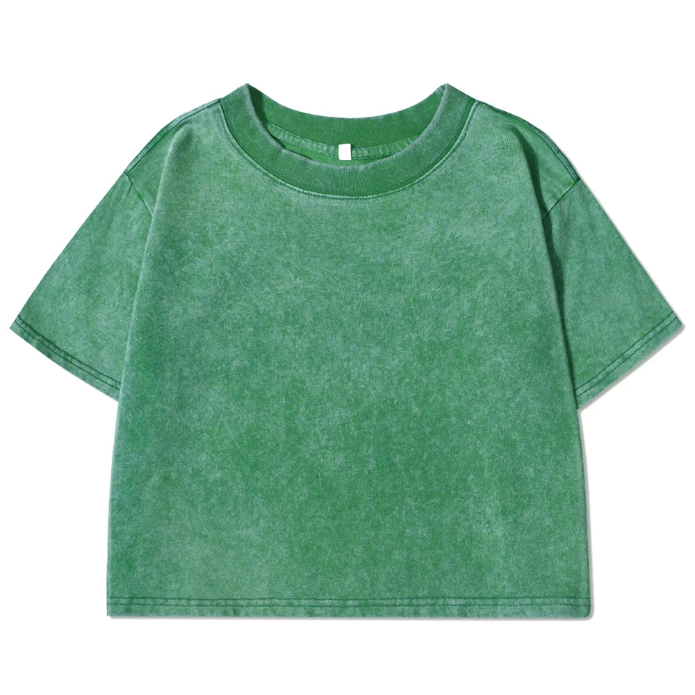 Women's Vintage Washed Crop T-Shirt – Soft 100% Cotton Streetwear Tee