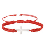 Simple Cross Black White Braided Rope Bracelets