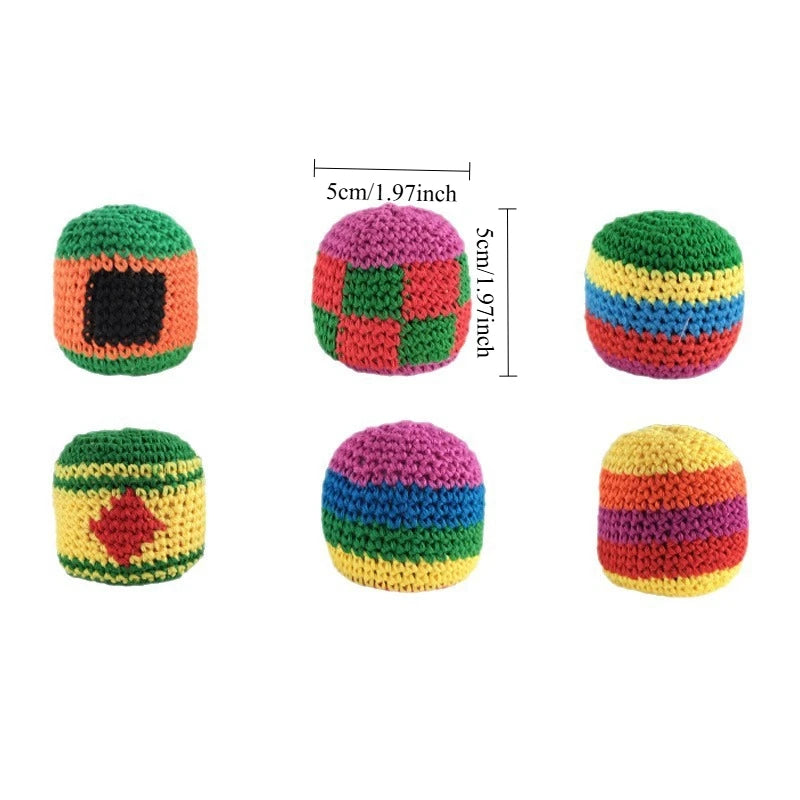 Handmade Knitted Hacky Sack Set — Wool & Ceramsite Footbags for Kids & Groups