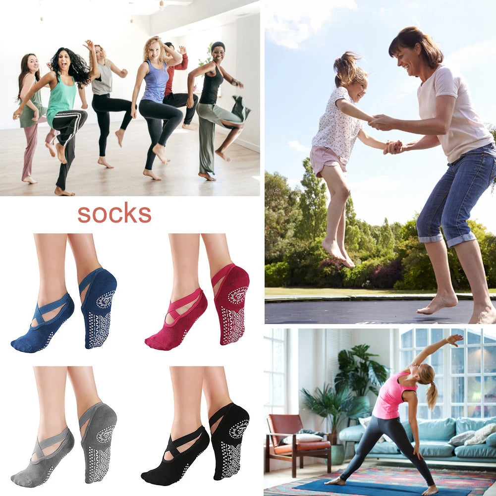 Women's Non-Slip Yoga & Pilates Grip Socks – Cotton Anti-Slip Barre Socks