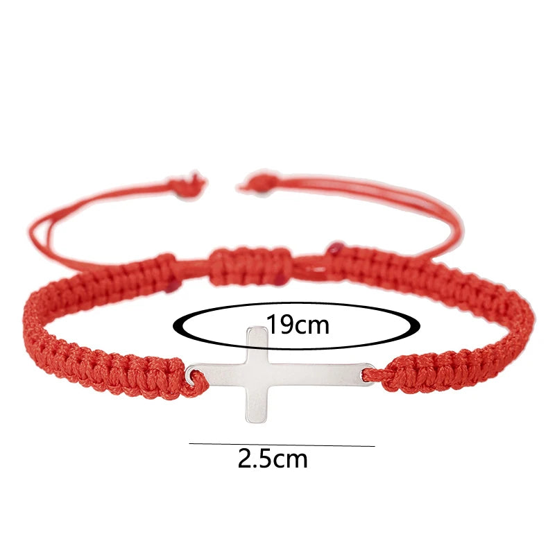 Simple Cross Black White Braided Rope Bracelets
