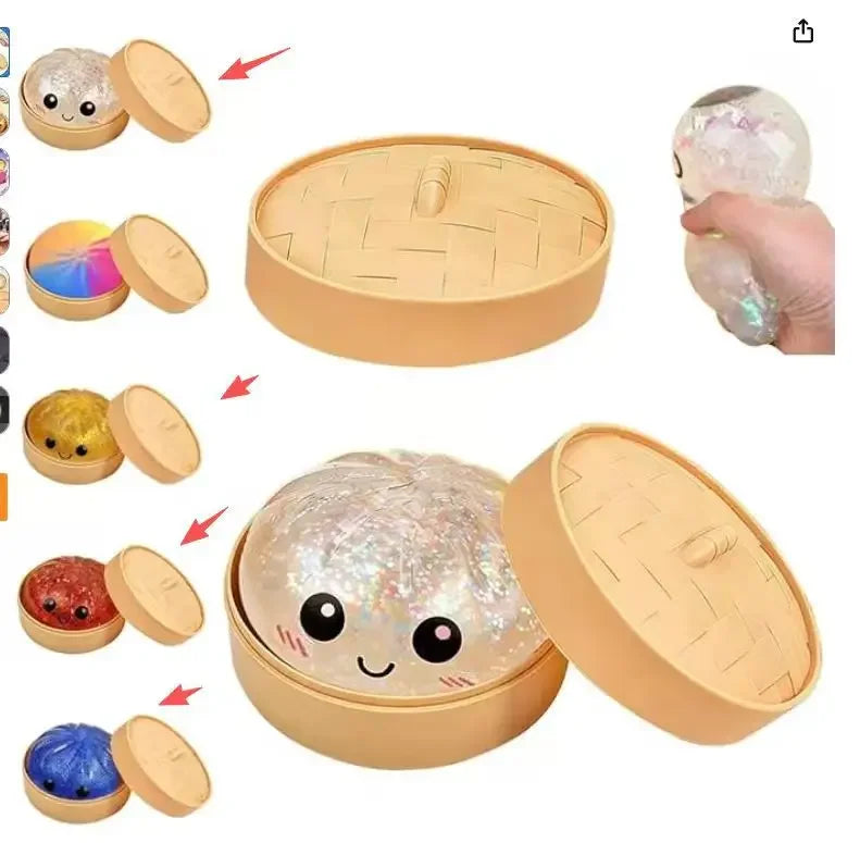 Halloween Ghost Dumpling Squishy Toy — Stress Relief Fidget with Steamer Set