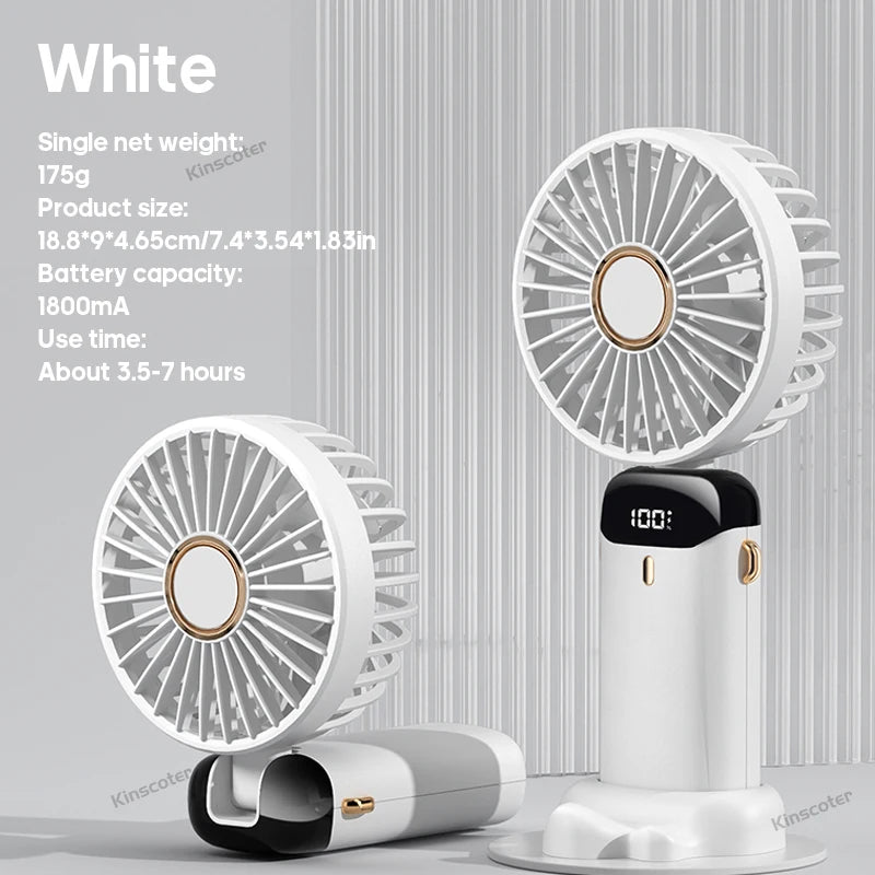 Portable Neck Fan with Phone Stand & LED Display