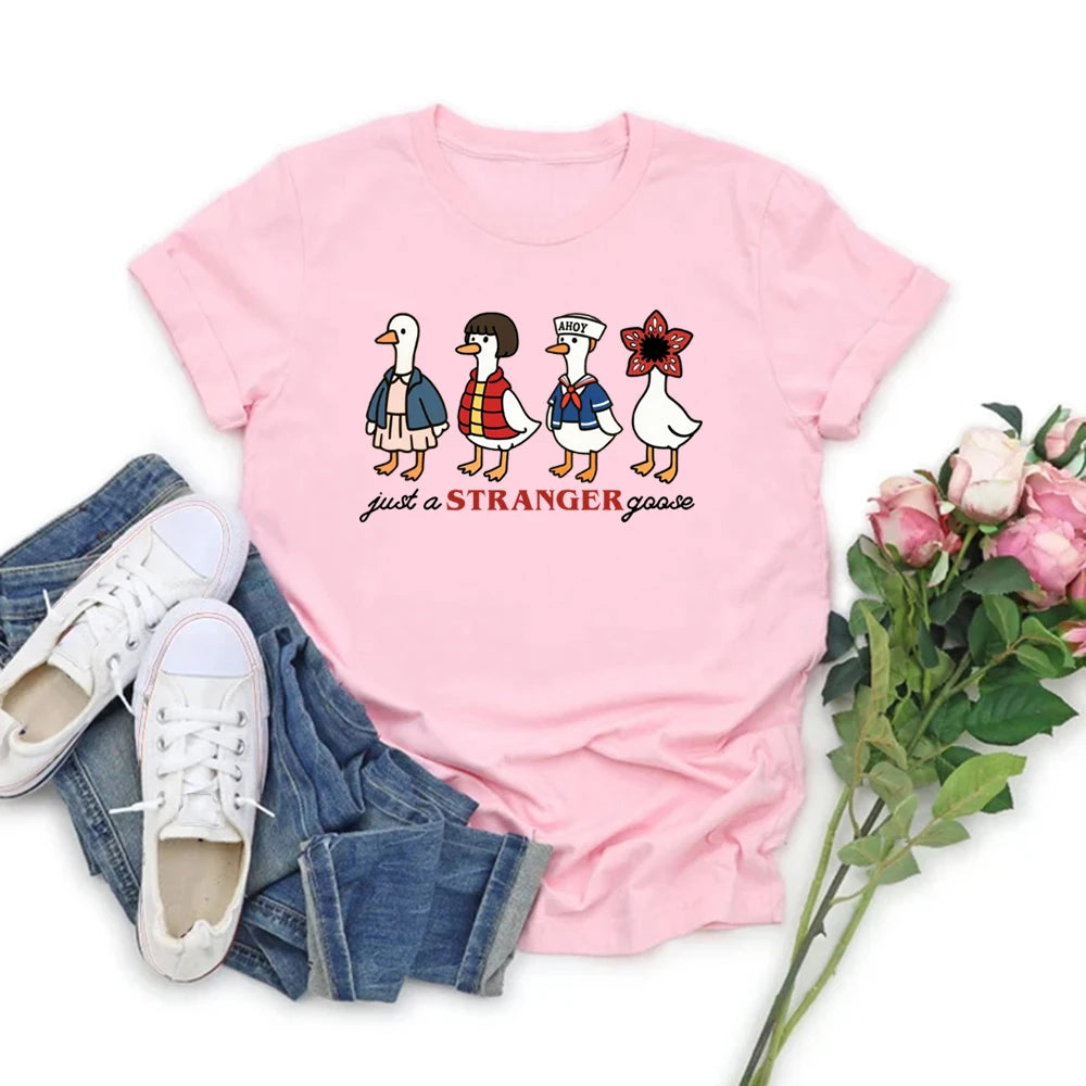 Just a Stranger Goose Graphic T-Shirt — Women's Funny Parody Tee | Streetwear Casual Top