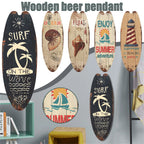 Vintage Wooden Surfboard Wall Sign — Coastal Beach Décor