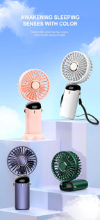 Portable Neck Fan with Phone Stand & LED Display