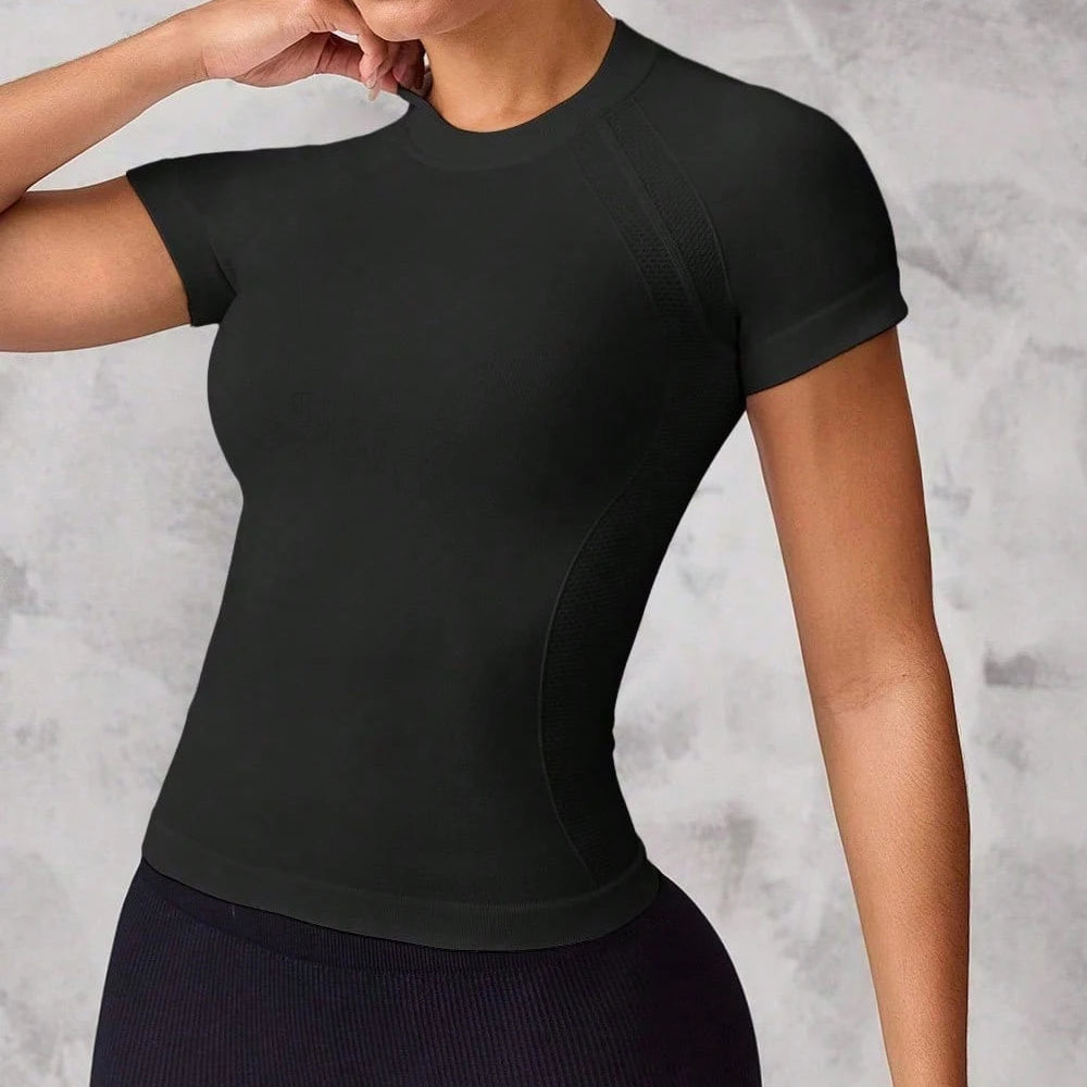 Women's Short-Sleeve Sports Top – Breathable Quick-Dry Running & Yoga Tee