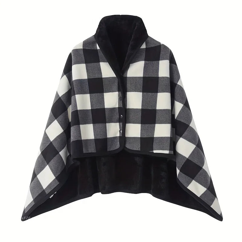 Wearable Flannel Shawl Blanket — Cozy Wrap for Home, Office & Travel