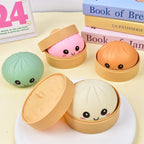 Giant Squishy Dumpling Stress Toy — Soft TPR with Bamboo Steamer