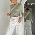 Women's Slim Crop Top with Thumb Holes