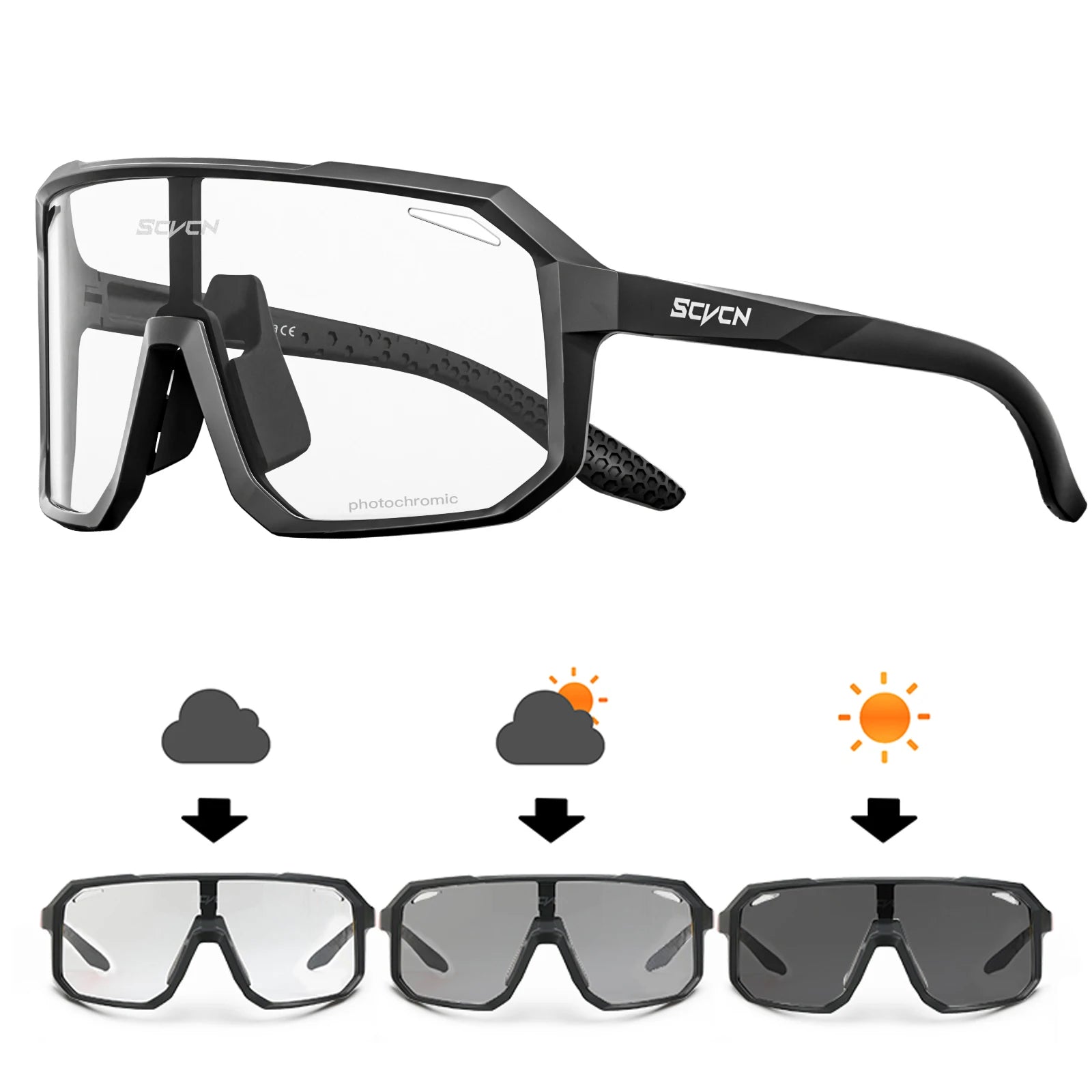 Photochromic Cycling Sunglasses — UV400 Protection, TR-90 Frame, Unisex Sports Eyewear