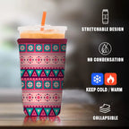 Reusable Neoprene Iced Coffee Sleeve – Fits 16–32oz Cups | 8 Fun Patterns