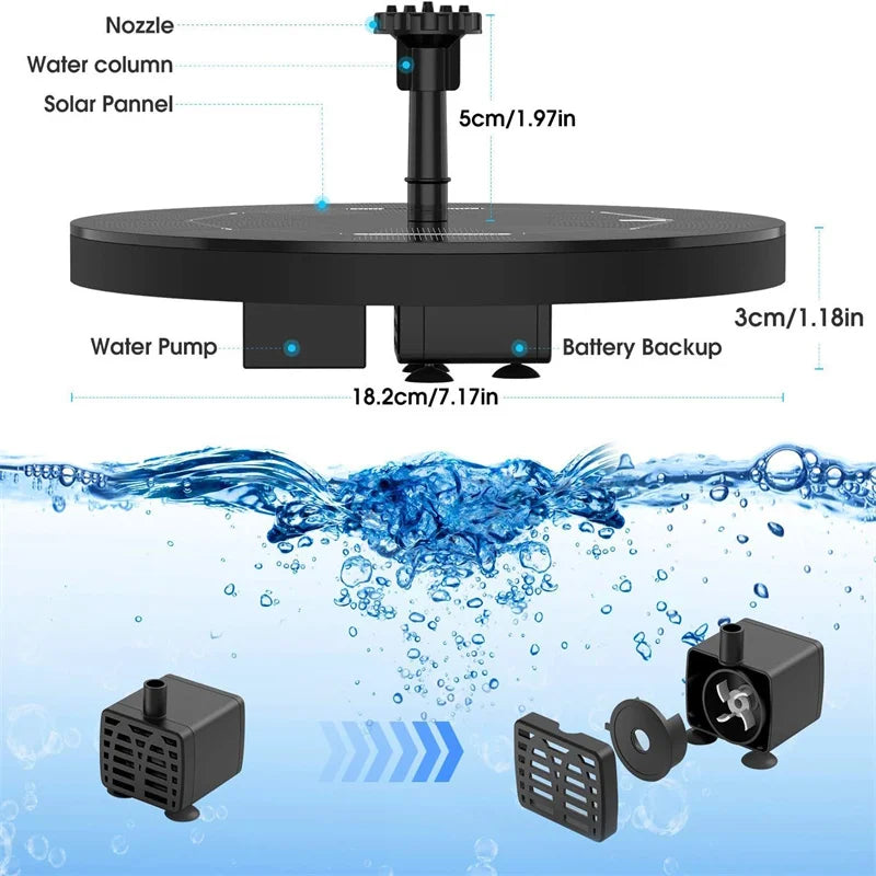 Solar Powered Floating Fountain Pump