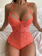 Lingerie for women sexy lingerie sets Floral Lace Scallop Trim Harness Teddy Bodysuit Sleep & lounge