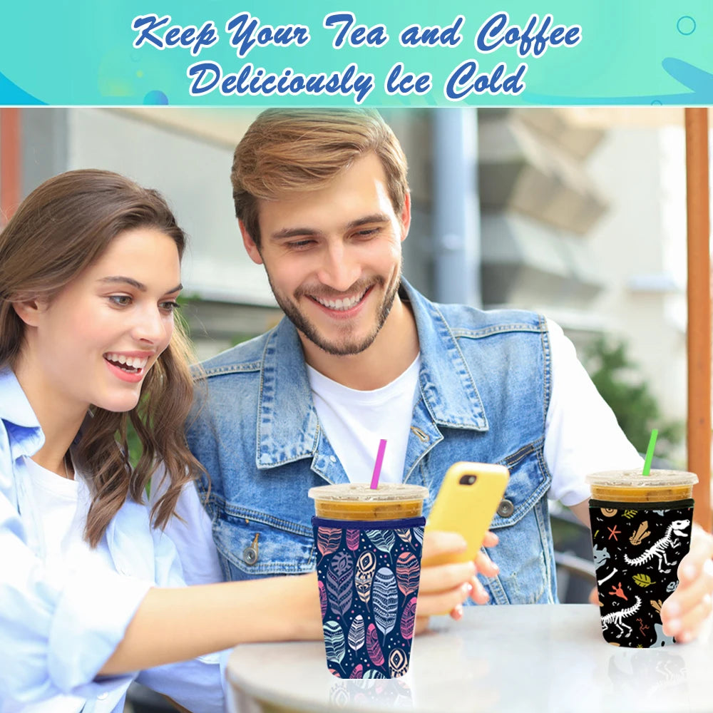 Reusable Neoprene Iced Coffee Sleeve – Fits 16–32oz Cups | 8 Fun Patterns