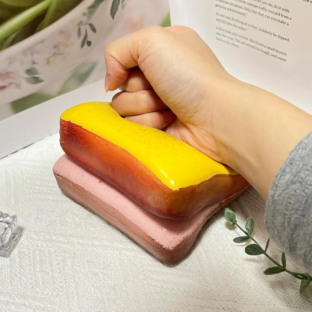 New one piece Bread-Shaped Buttery Squishy Toy, Slow Rebound Sensory Stimulation Squeeze Toy