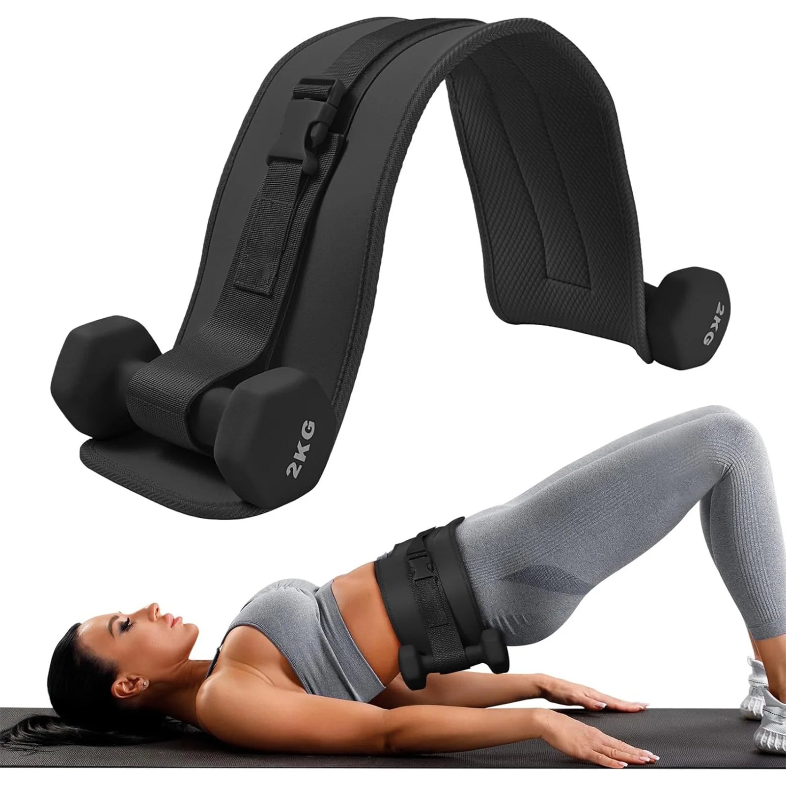 Hip Thrust Belt — Thick & Wide Comfort Belt for Dumbbells, Kettlebells & Plates