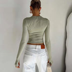Women's Slim Crop Top with Thumb Holes