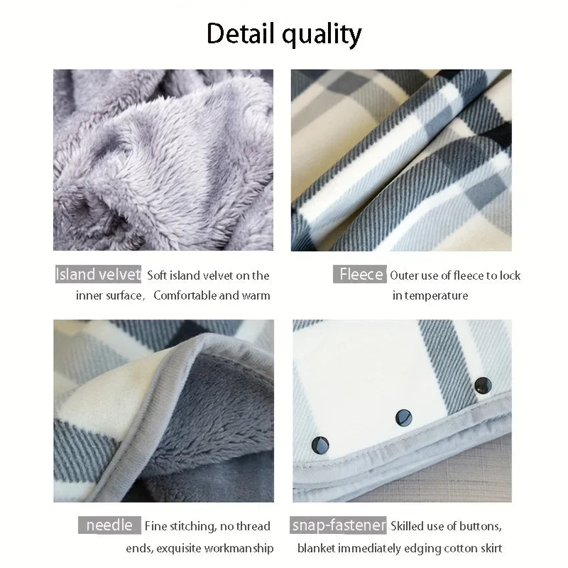 Wearable Flannel Shawl Blanket — Cozy Wrap for Home, Office & Travel